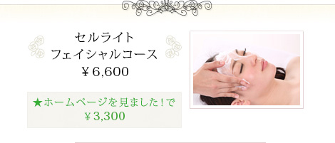セルライトフェイシャルコース ¥6,600～